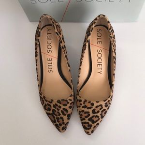Leopard “Juli” calf hair wedge by Sole Society